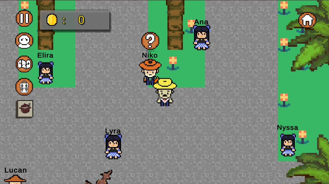 Grupo de personajes en la plaza
